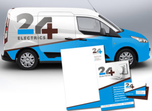 Logo, stationery and vehicle livery for 24 Electrics
