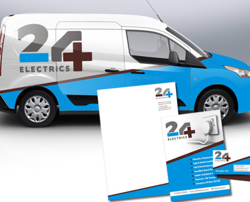 Logo, stationery and vehicle livery for 24 Electrics