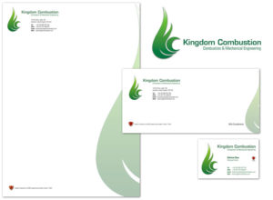 Logo and stationery for Kingdom Combustion, Fife-based combustion and mechanical engineers