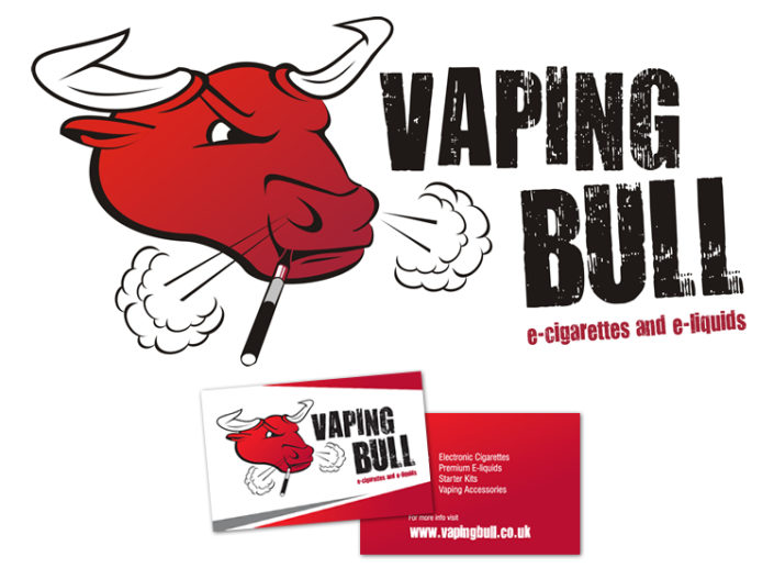 Logo, stationery and e-commerce website for e-cigarettes and e-cigarettes vendor Vaping Bull