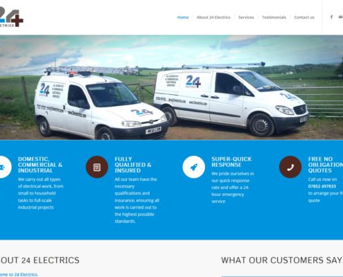 Website for Fife Electrical Firm 24 Electrics
