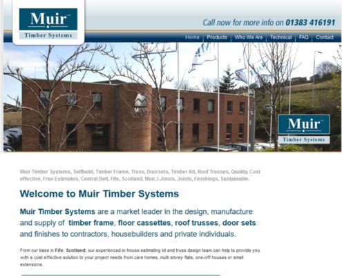 Website for Muir Timber Systems, bespoke home builders