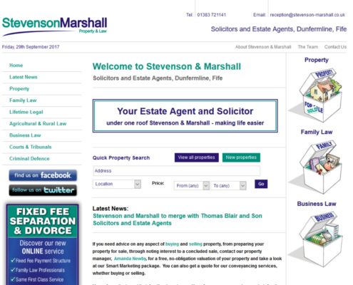 Website for Stevenson & Marshall, solicitors and estate agents