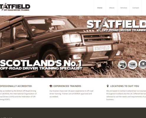 Website for Off-Road Driver Training company, Statfield Training