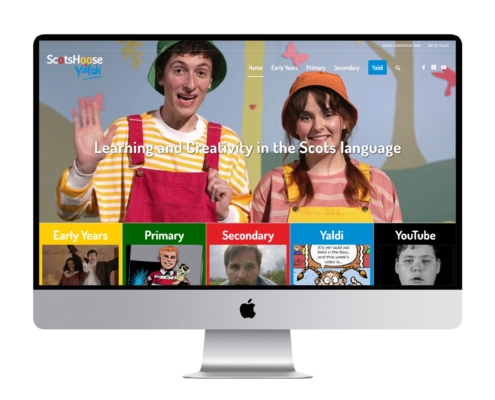 Logo, branding and website for Scots language learning resource provider ScotsHoose Yaldi